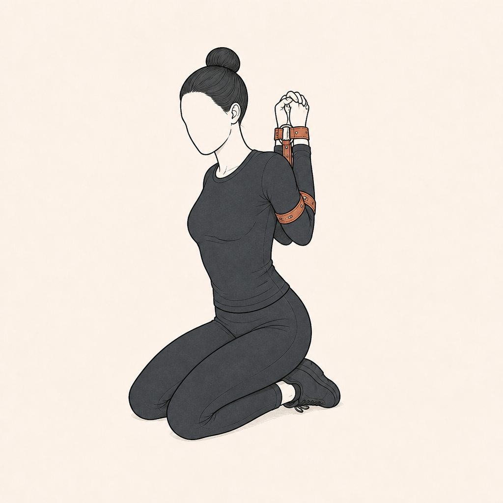 Diagram: Kneeling strappado, two hip heights